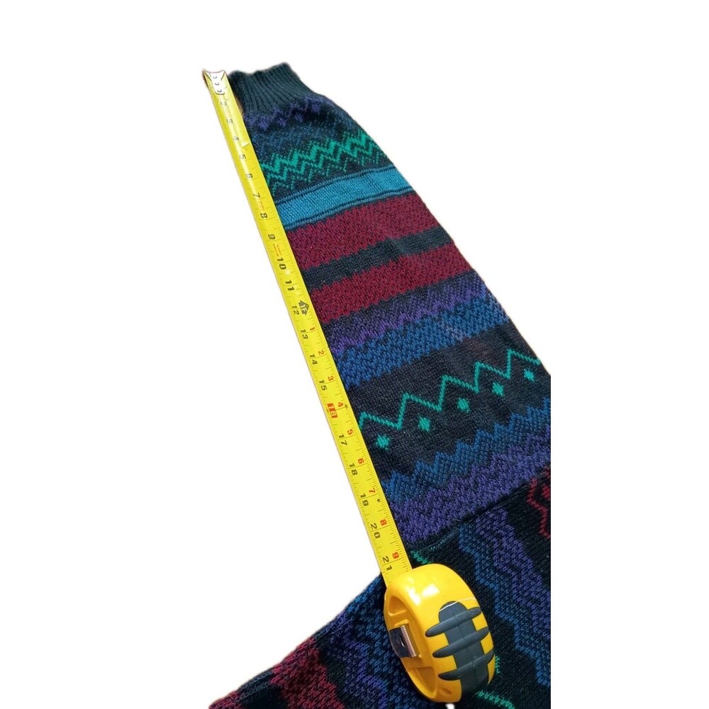 Vintage 90s Abstract Knit Sweater Large Italian Import Colorful Geometric Grunge - Picture 6 of 8